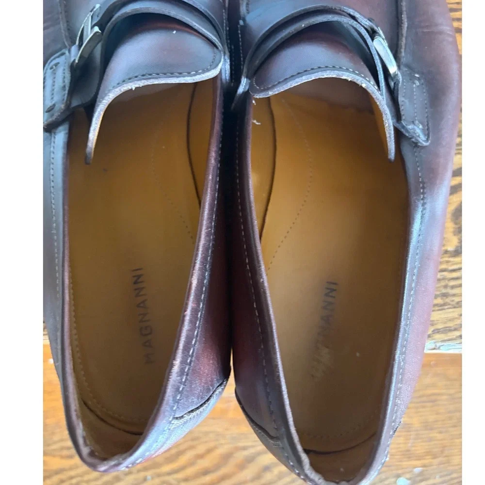 Magnanni Mens Burgundy Leather Buckle Loafers Dress Shoes Size 12 25742 Portugal